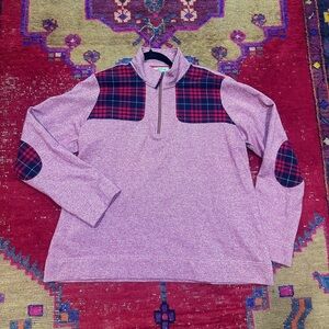 ORVIS pink and red plaid zip up pull over sz L